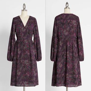 ModCloth  A Moment in Fine Midi Dress in Purple Paisley